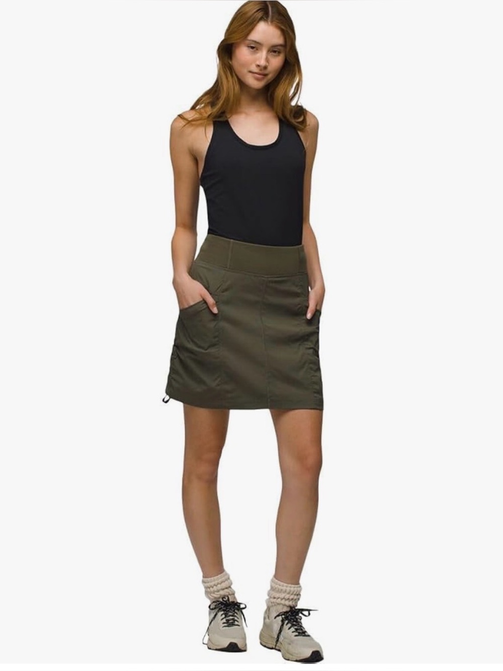 PrAna Koen , olive - colored skort,
X-large, fair trade certified